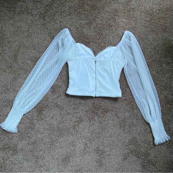 *NEW* White Mesh Crop Top - Picture 3 of 5